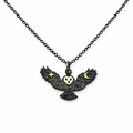 Oxidized Sterling Silver Owl Necklace – Handmade Woodland Owl Pendant – 18” Sterling Chain – Handmade in Raleigh NC