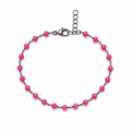 Oxidized Sterling Silver Hot Pink Agate Bracelet