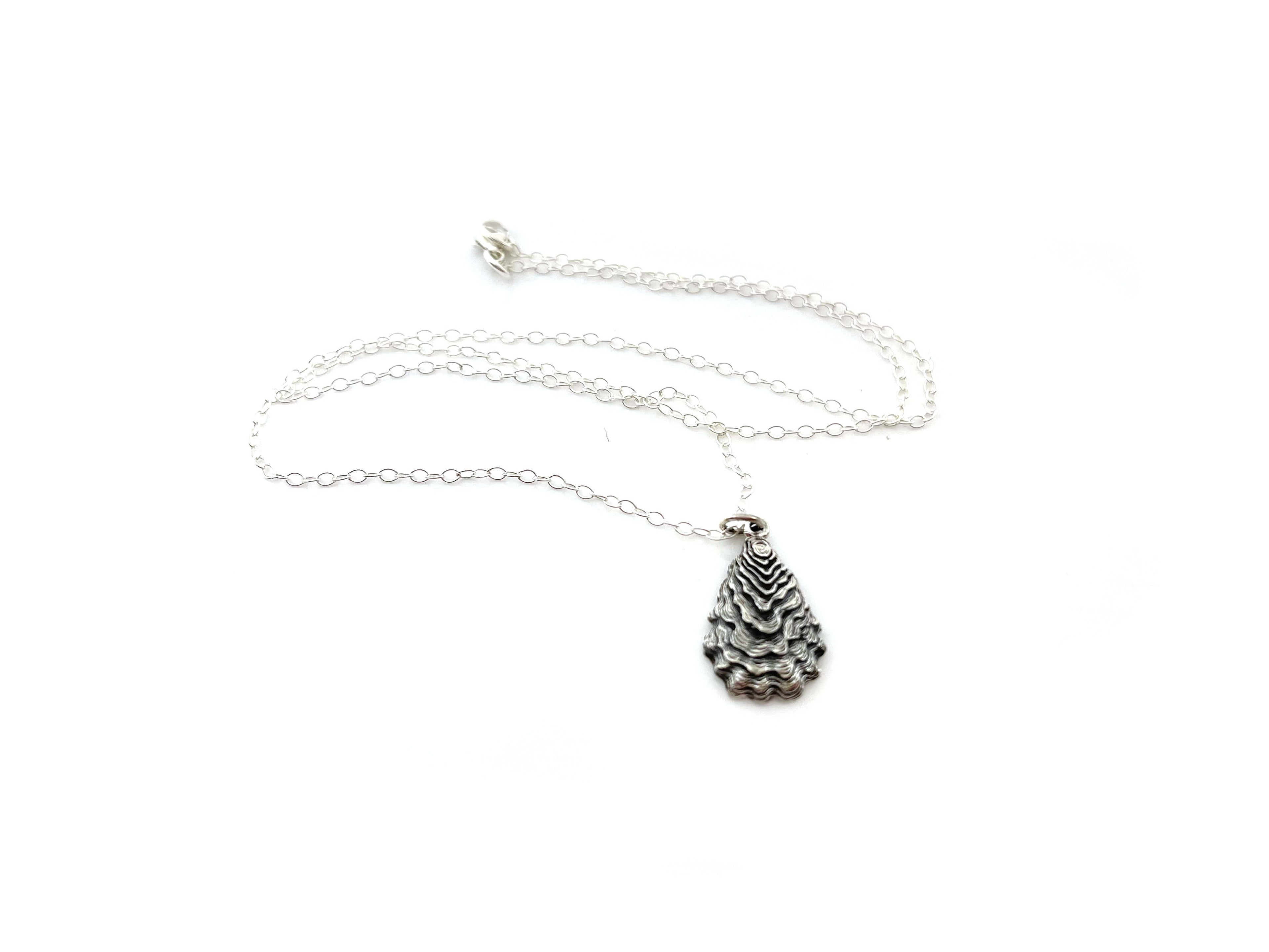 Collier Pendentif Coquillage d'Huître - Bijoux de Plage - Collier en Argent Sterling