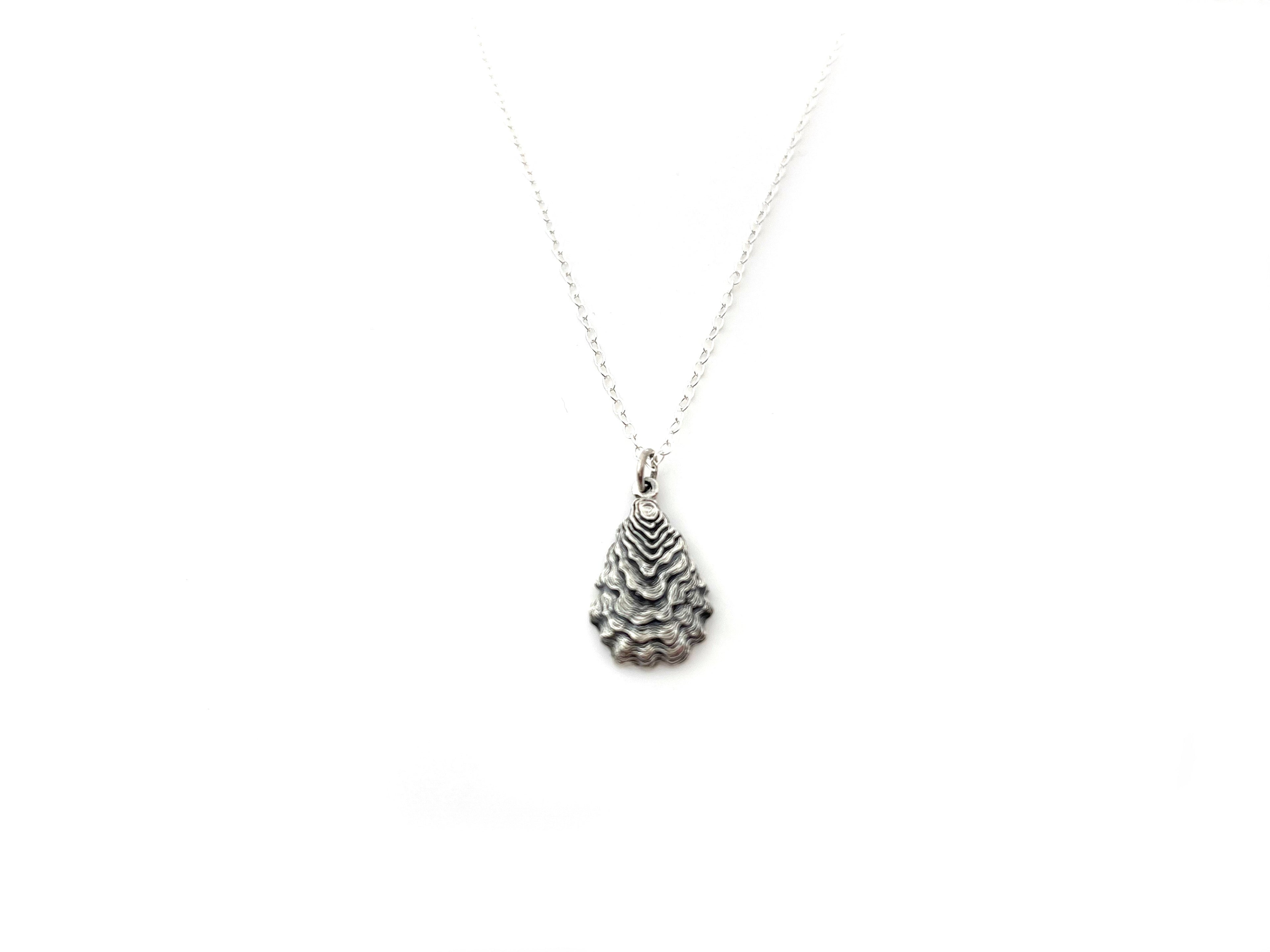 Collier Pendentif Coquillage d'Huître - Bijoux de Plage - Collier en Argent Sterling