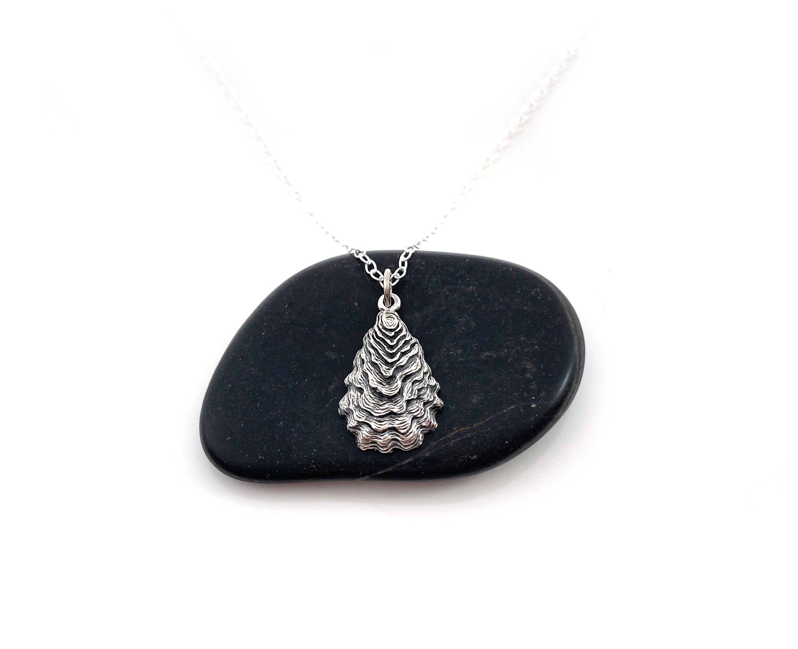 Collier Pendentif Coquillage d'Huître - Bijoux de Plage - Collier en Argent Sterling