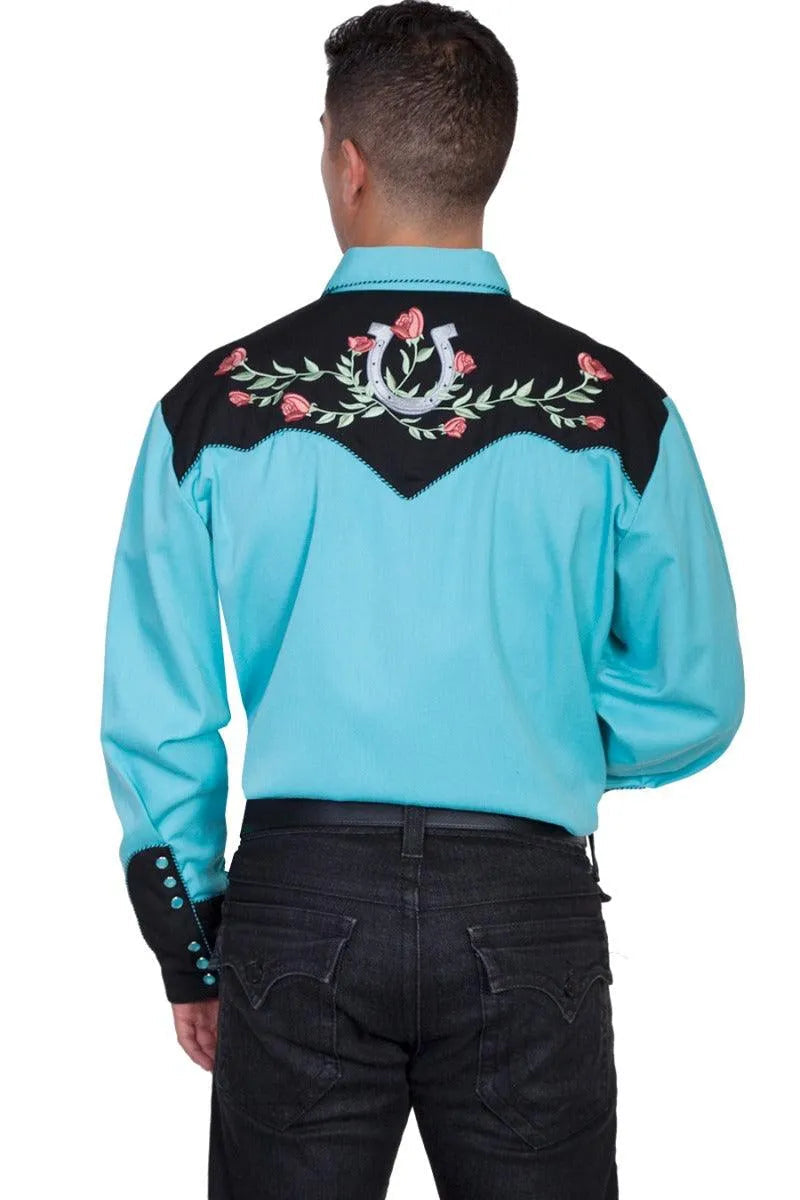 Chemise Western Homme Scully Fer à Cheval et Roses
