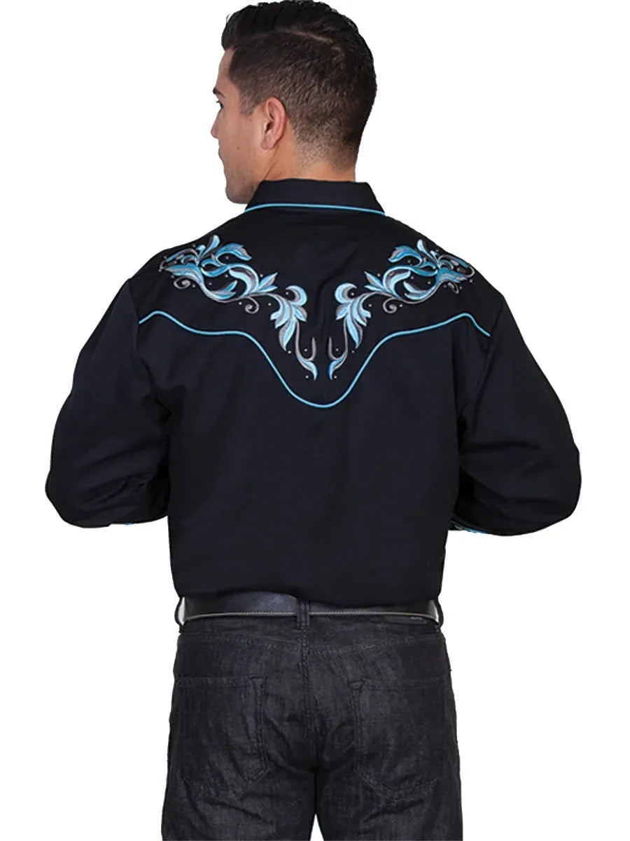 Scully Deux Tons Broderie Feuille - Chemise Western Homme