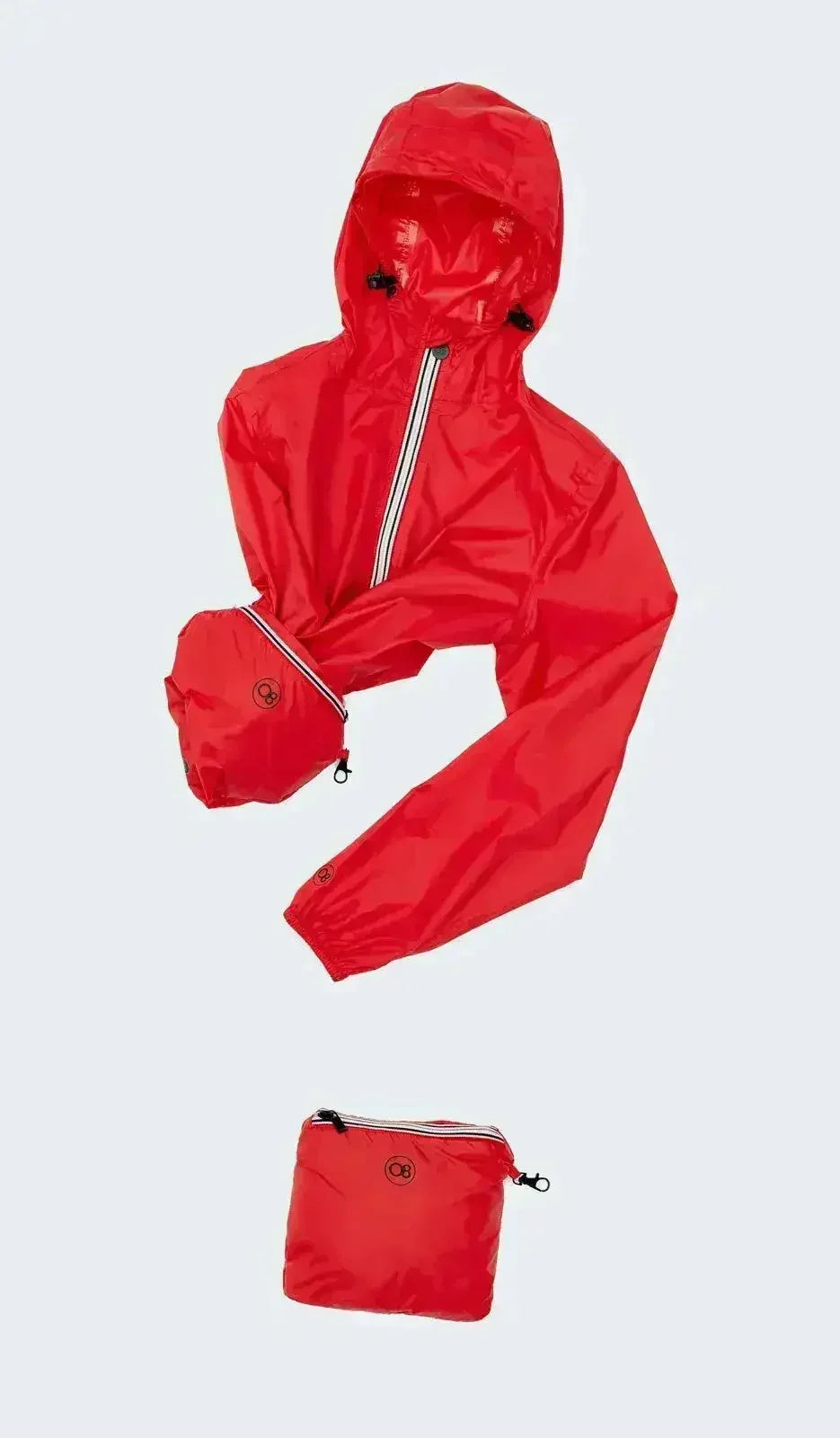 Imperméable coupe-vent blanc compressible avec fermeture éclair au quart