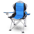 Chaise de camping pliante robuste en acier avec accoudoirs et dossier rembourrés pour jardin
