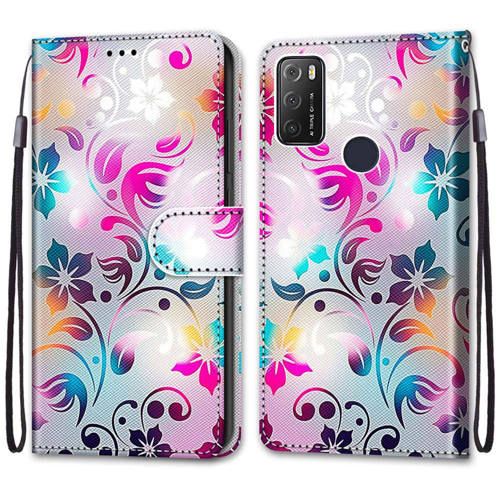 Étui portefeuille en cuir peint pour téléphone à clapet Xiaomi Redmi 8 9 9A 9C 9T Redmi 10 Lion Chat Papillon, support pour cartes, étui livre en cuir PU coloré, coque antichoc avec fentes pour cartes, poche latérale, fermeture magnétique, étui élégant