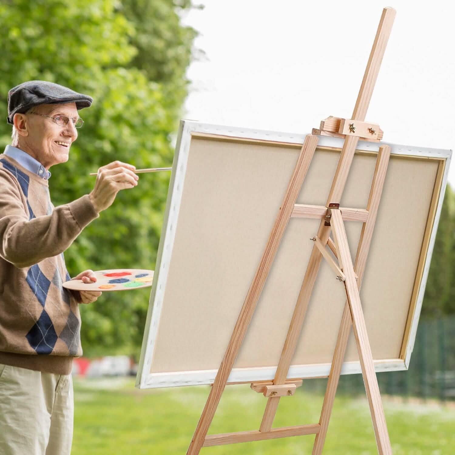 Chevalet de peintre en bois inclinable en forme de A à trépied