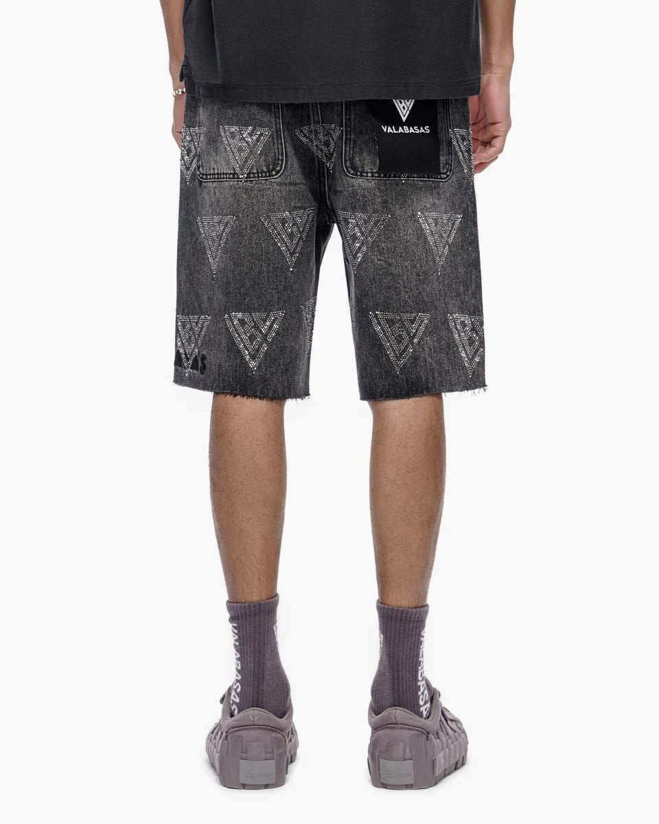 Short Valabasas Palace Rhinestone - Gris délavé