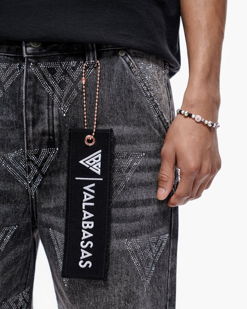 Short Valabasas Palace Rhinestone - Gris délavé