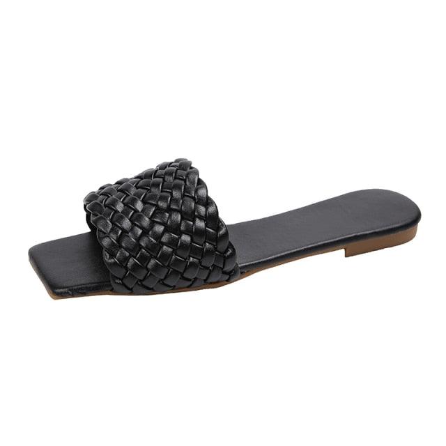 Chaussons de Luxe pour Femmes, Design Charmant, Sandales Plates de Plage à Bout Ouvert, Tongs Décontractées pour Femmes, Sandales Plates à Enfiler, Sandales Plates à Lanières en Cuir