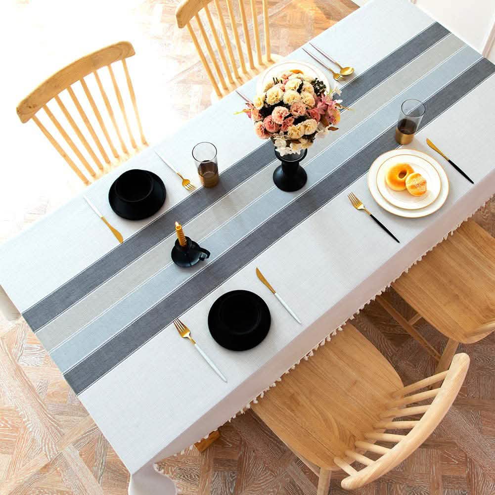 Nappe en lin frangée patchwork