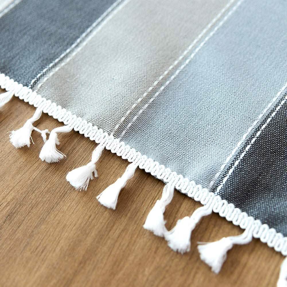 Nappe en lin frangée patchwork
