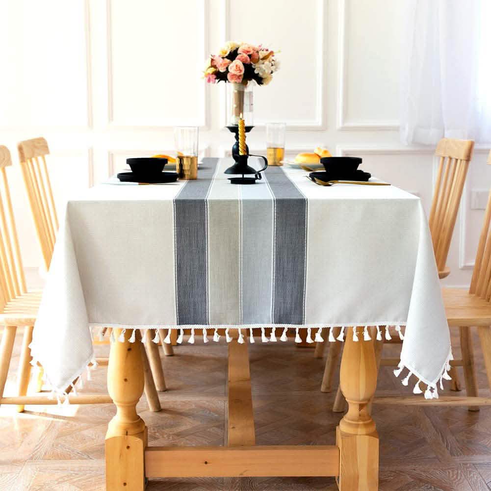 Nappe en lin frangée patchwork