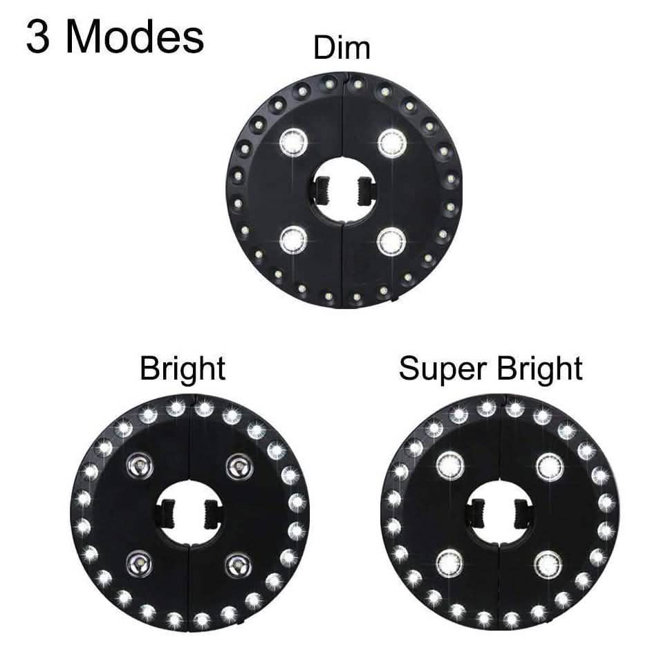 Parasol lumineux 3 modes de luminosité sans fil 28 LED