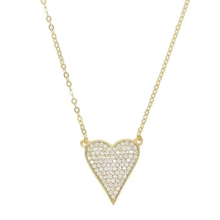 Collier cœur allongé pavé