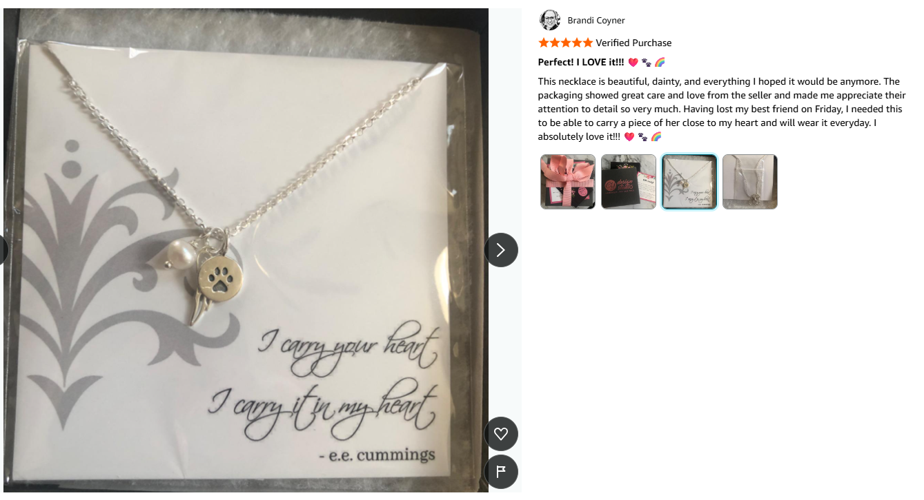 Paw Print Angel Wing Memorial Necklace - Pet Loss Necklace - Sterling Silver - Memorial Jewelry