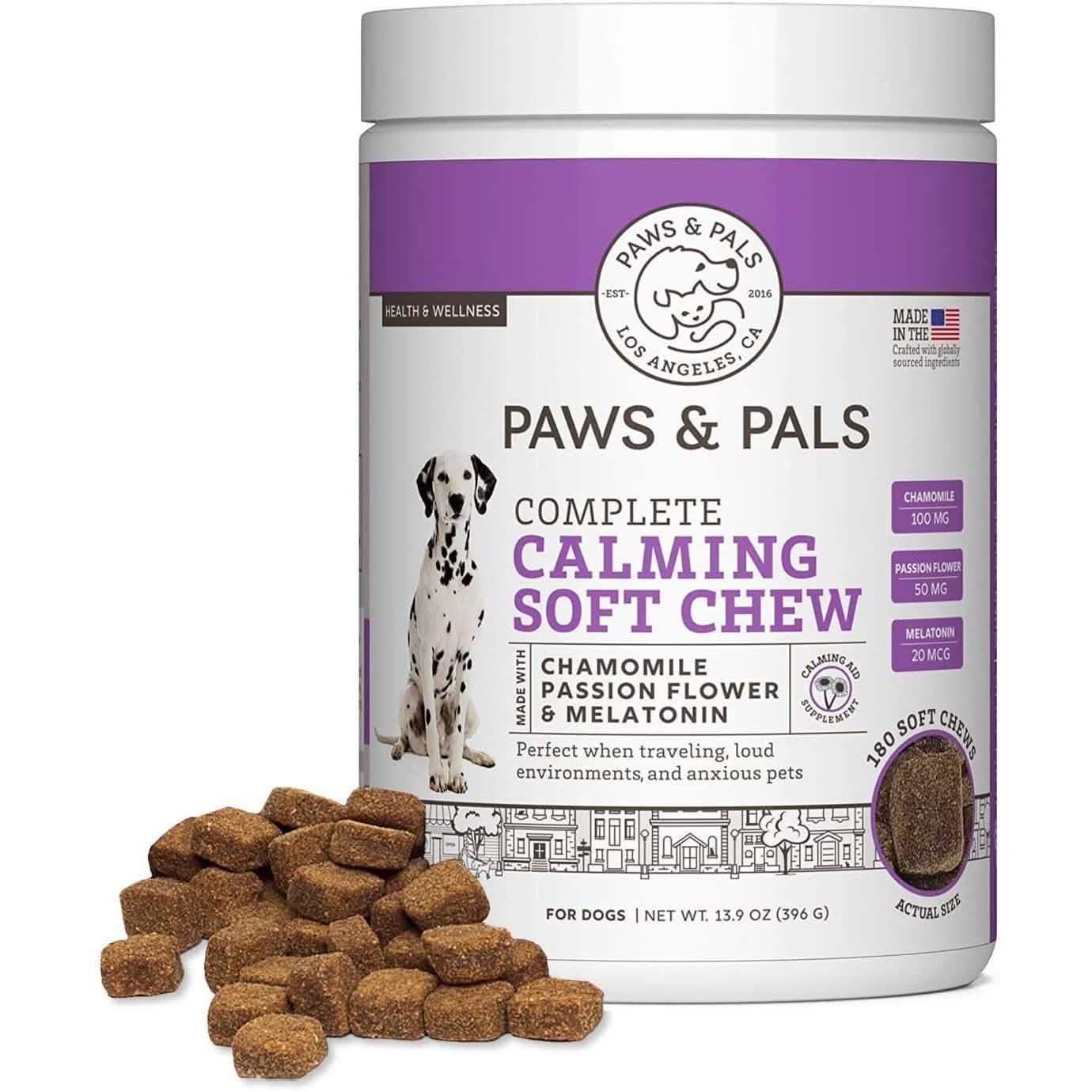 Friandises apaisantes Paws & Pals pour chiens - Supplément anti-anxiété pour animaux de compagnie