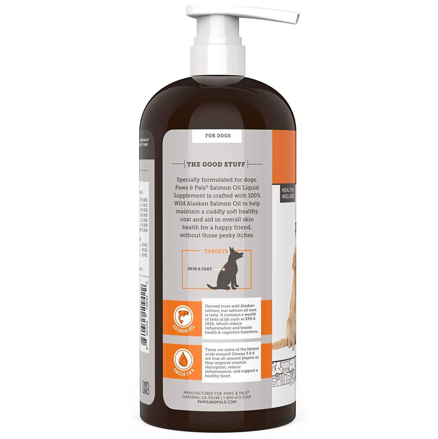 Huile de saumon sauvage d'Alaska Paws & Pals pour chiens et chats - 32oz