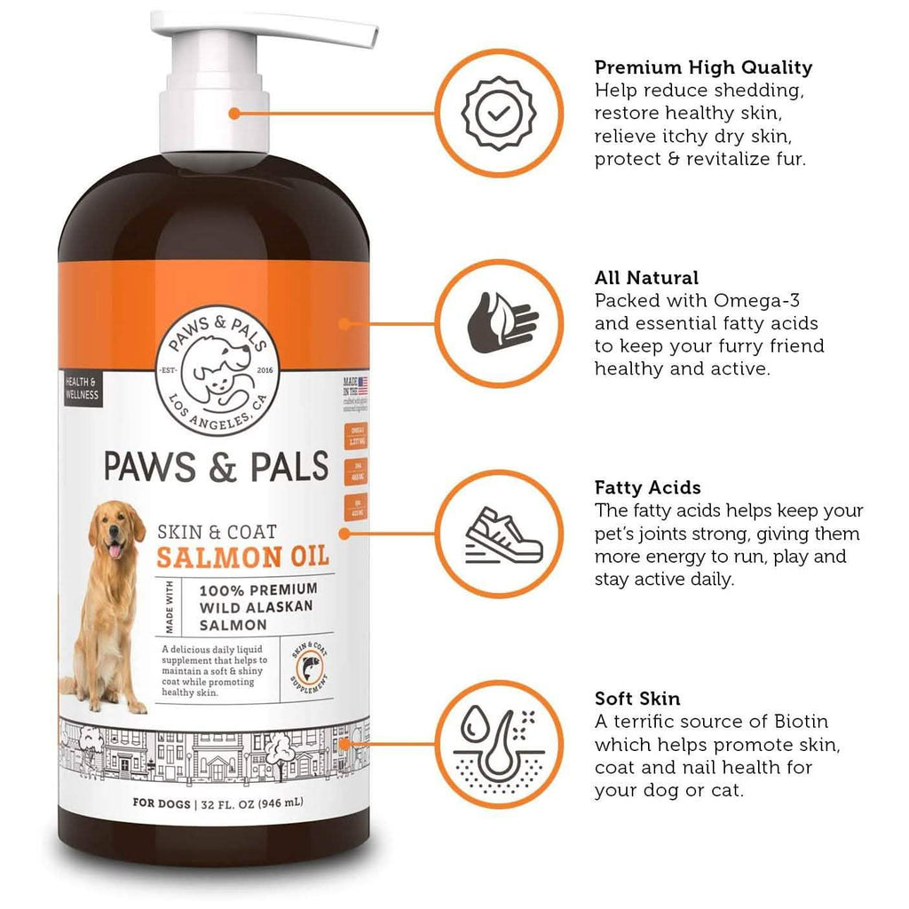 Huile de saumon sauvage d'Alaska Paws & Pals pour chiens et chats - 32oz