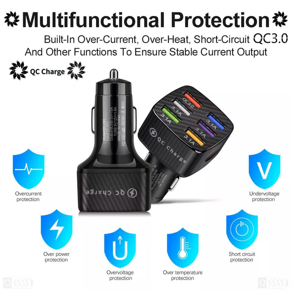 Chargeur de voiture PBG LED 6 ports