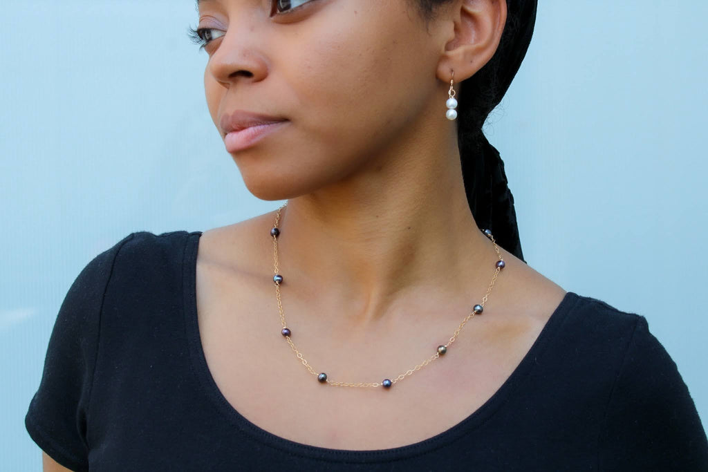 Collier Satellite Perles Paon