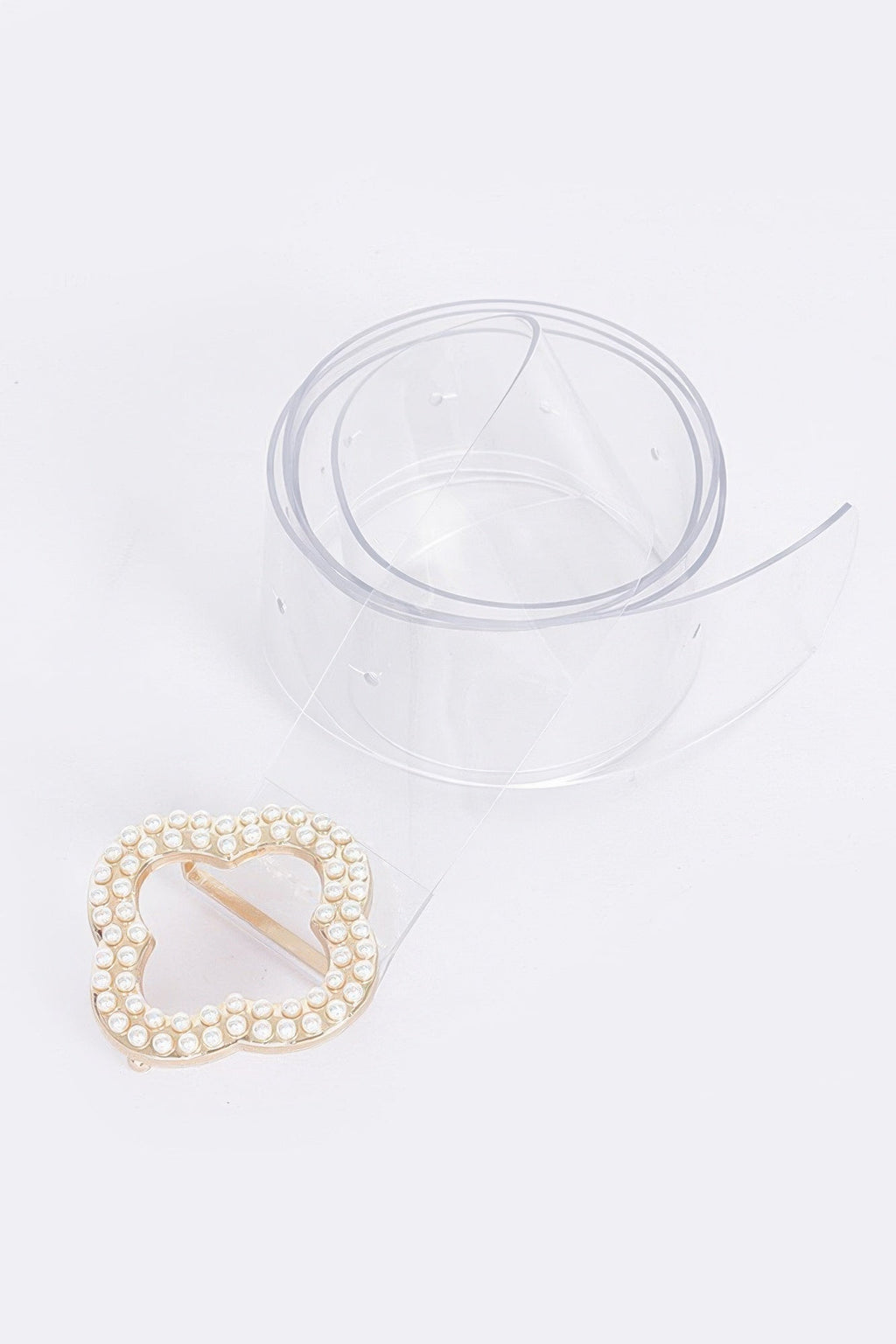 Ceinture transparente à boucle en métal nacré