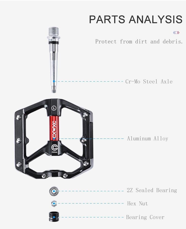 Pédales de vélo en aluminium, pédales de vélo de montagne urbaines, pièces de vélo de route, roulement étanche, pédales plates polyvalentes, accessoires de vélo, pédales de vélo de montagne avancées à 4 roulements, pédales plates en alliage pour vélo