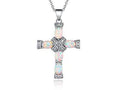 Collier croix Peermont en véritable opale de feu et accent de diamant