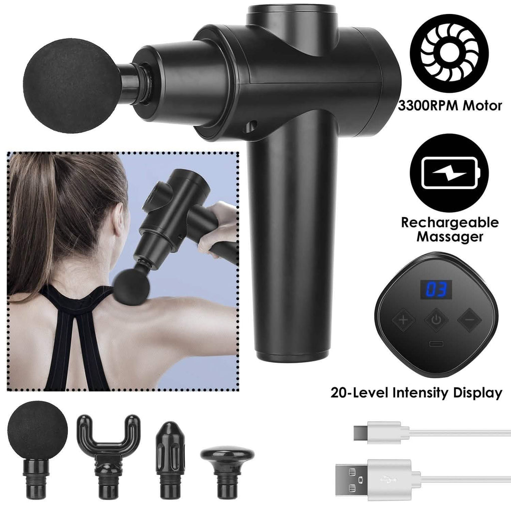 Pistolet de massage vibrant rechargeable avec écran numérique pour les tissus profonds