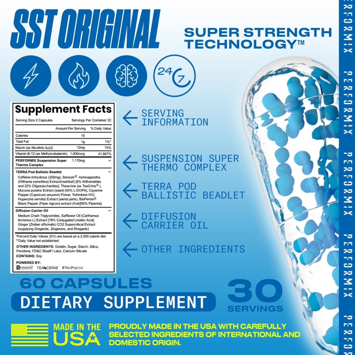 PERFORMIX - SST Original - Avant entraînement - 250 mg de caféine 60 gélules