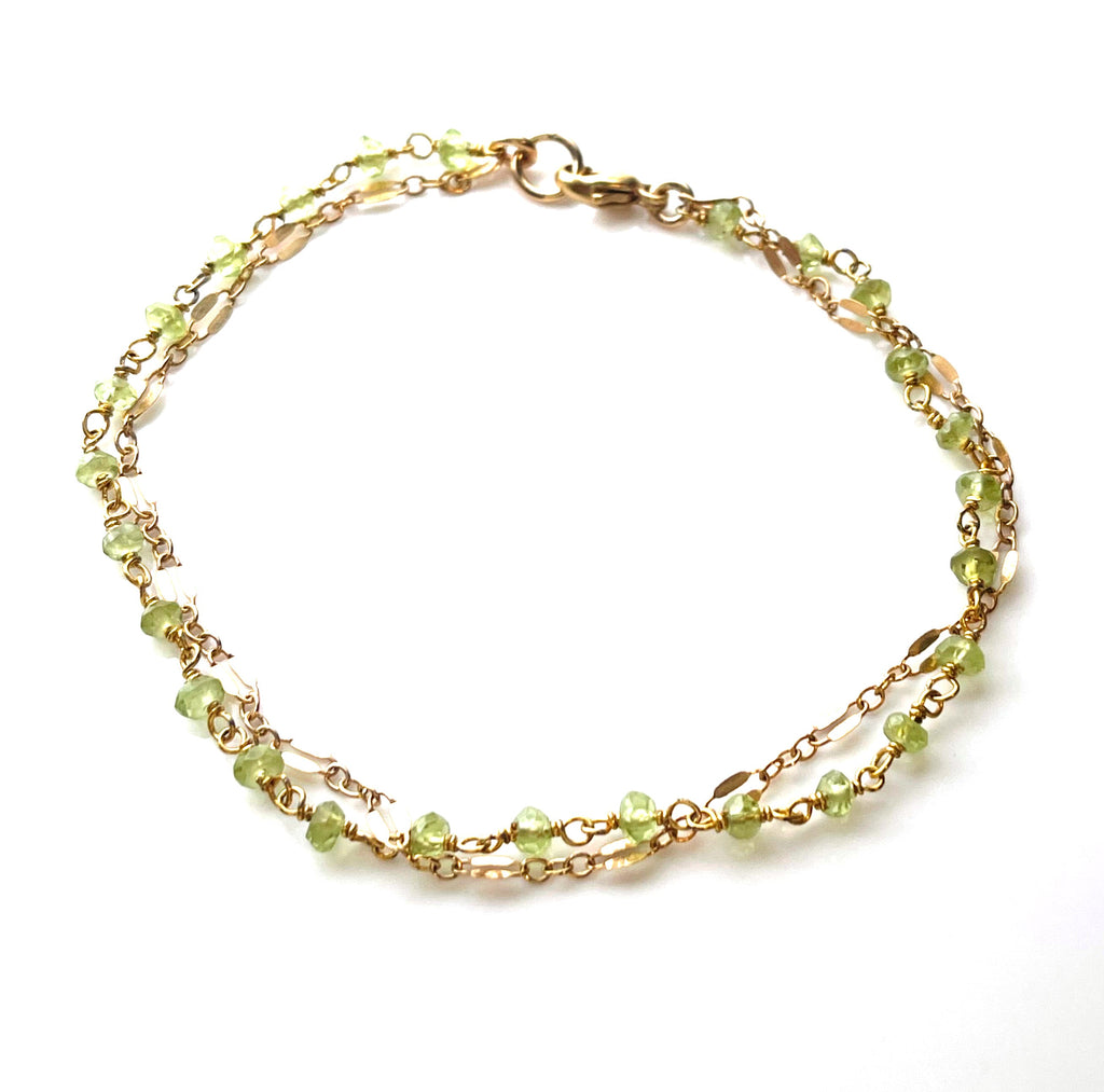 Bracelet double chaîne Péridot
