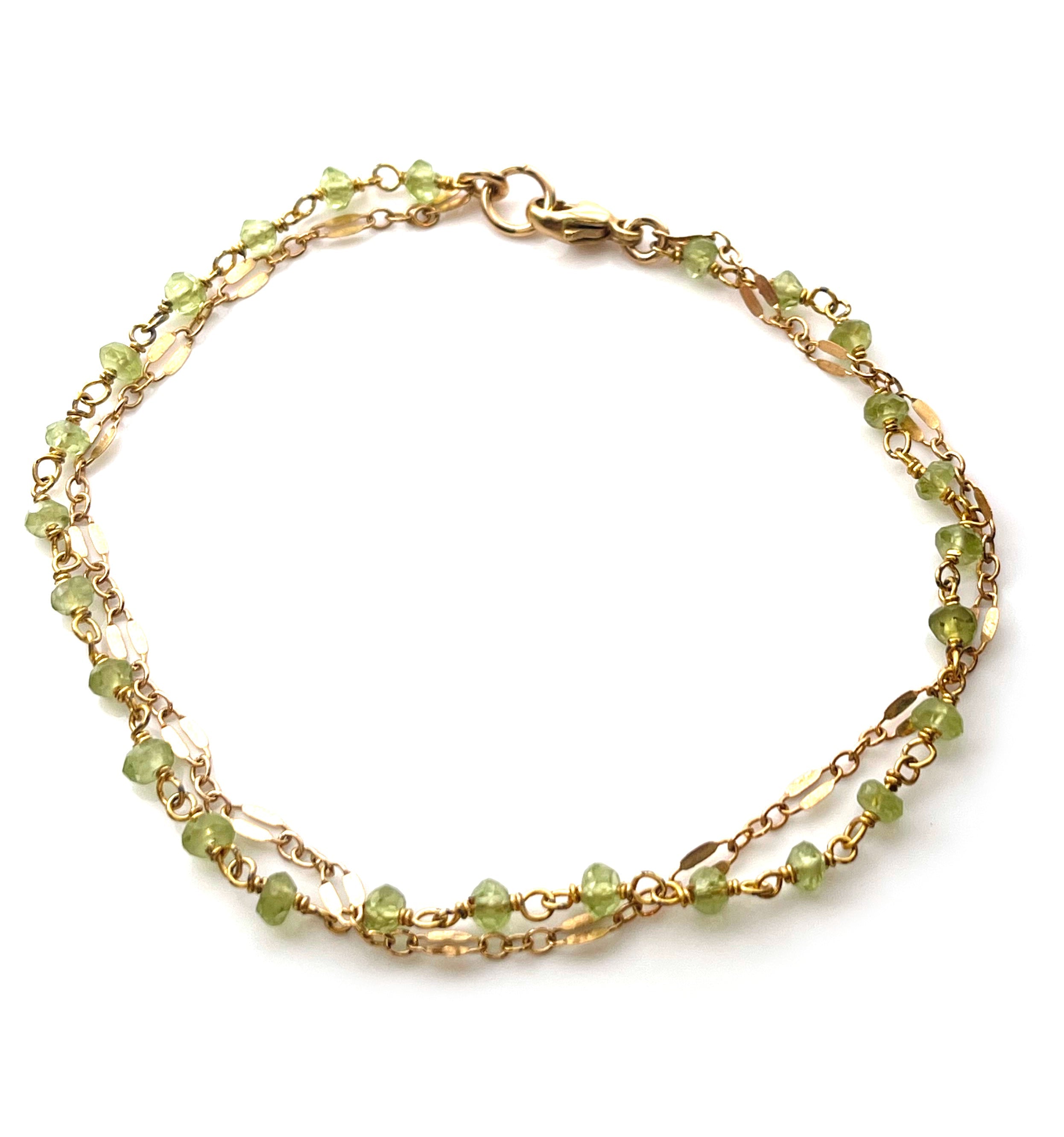 Bracelet double chaîne Péridot