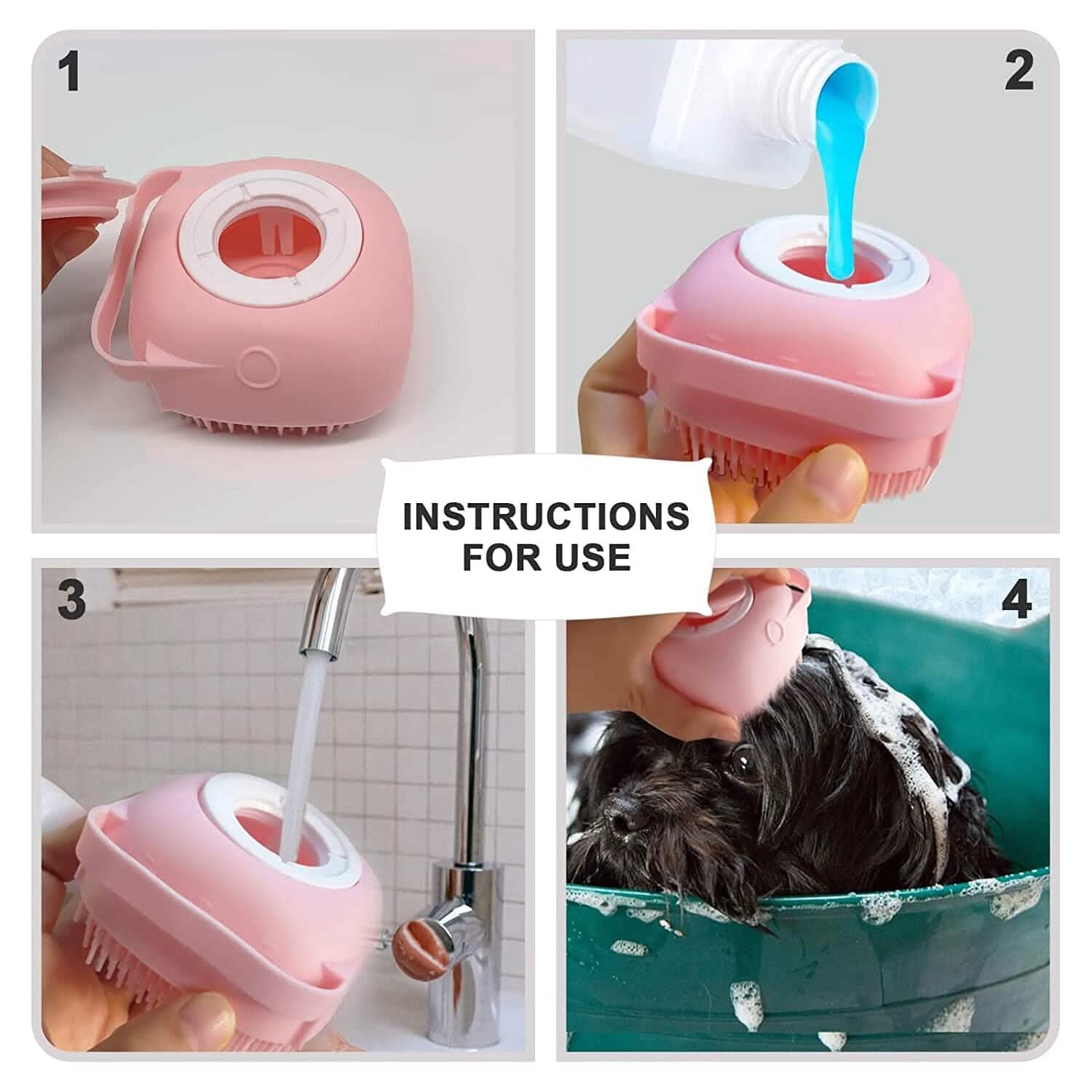 Brosse de bain pour animaux de compagnie, brosse à récurer pour chiens