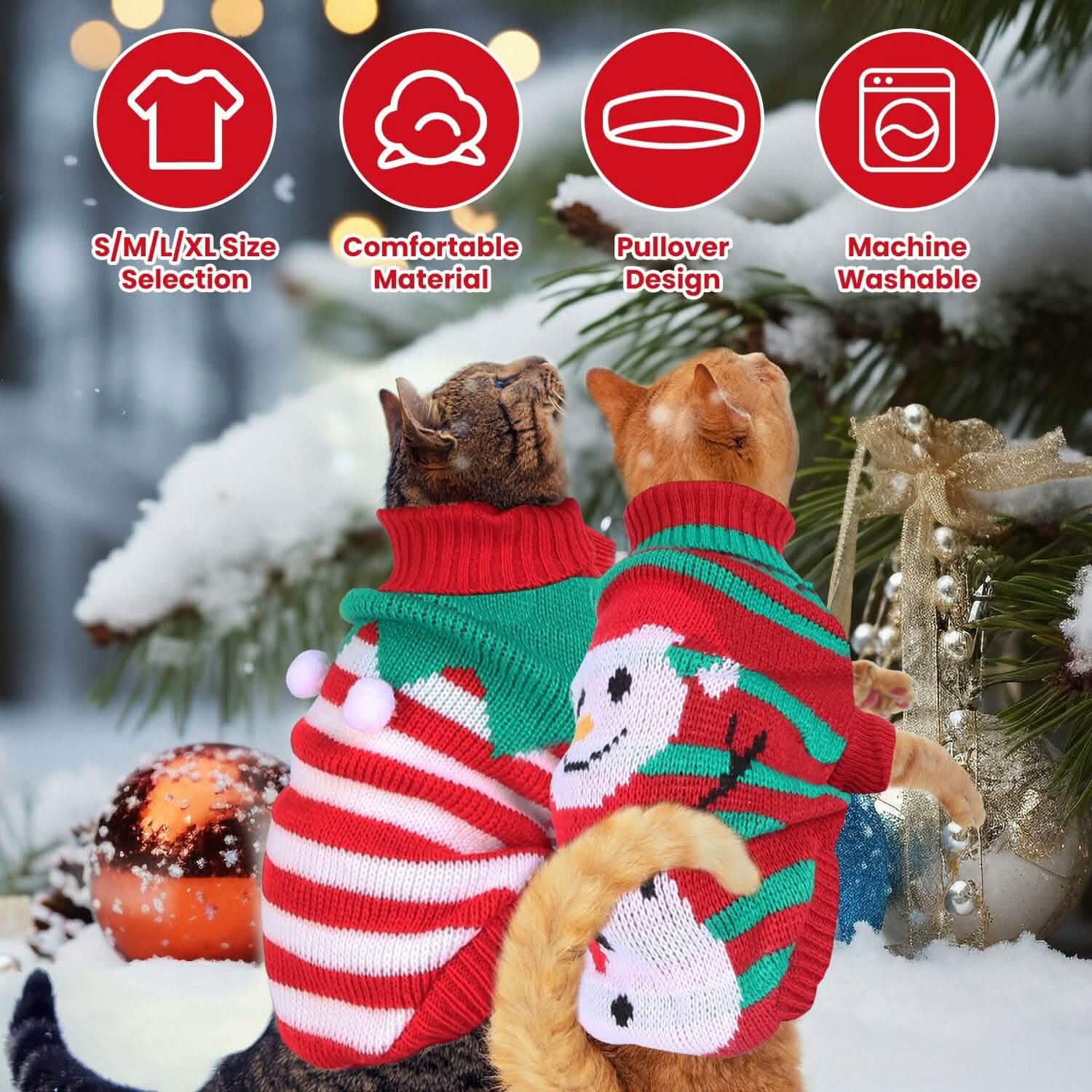 Pull de Noël à col roulé pour animaux de compagnie