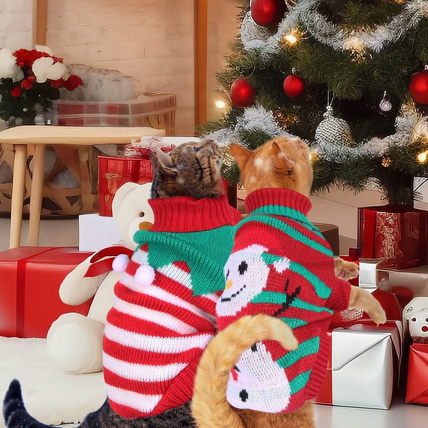 Pull de Noël à col roulé pour animaux de compagnie