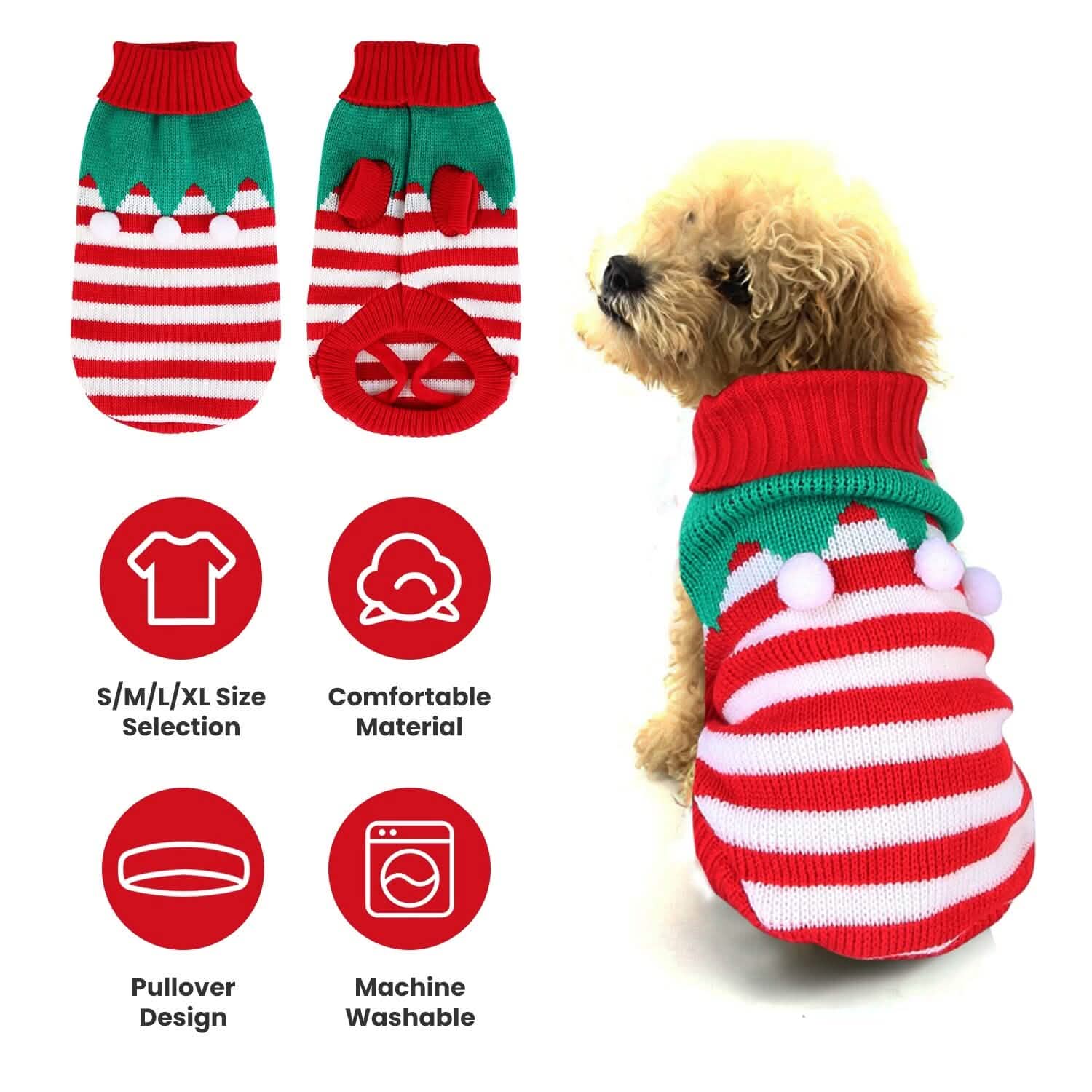 Pull de Noël à col roulé pour animaux de compagnie