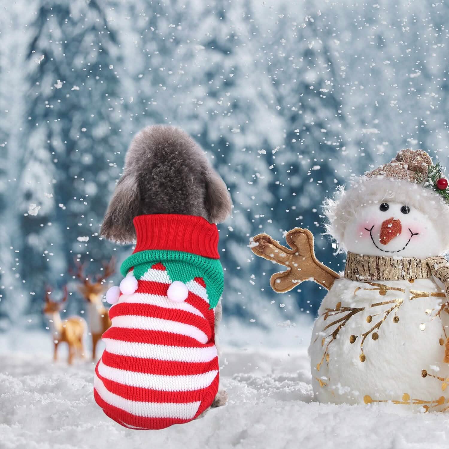 Pull de Noël à col roulé pour animaux de compagnie