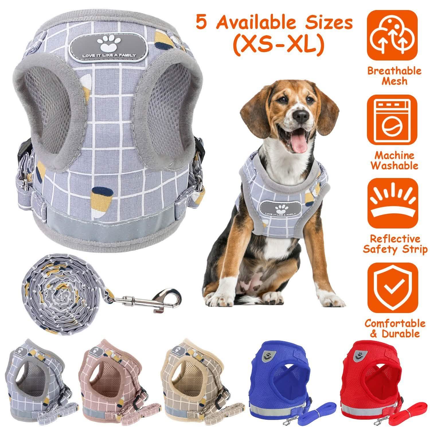 Harnais en maille pour animaux de compagnie, laisse pour chien, gilet pour chiot