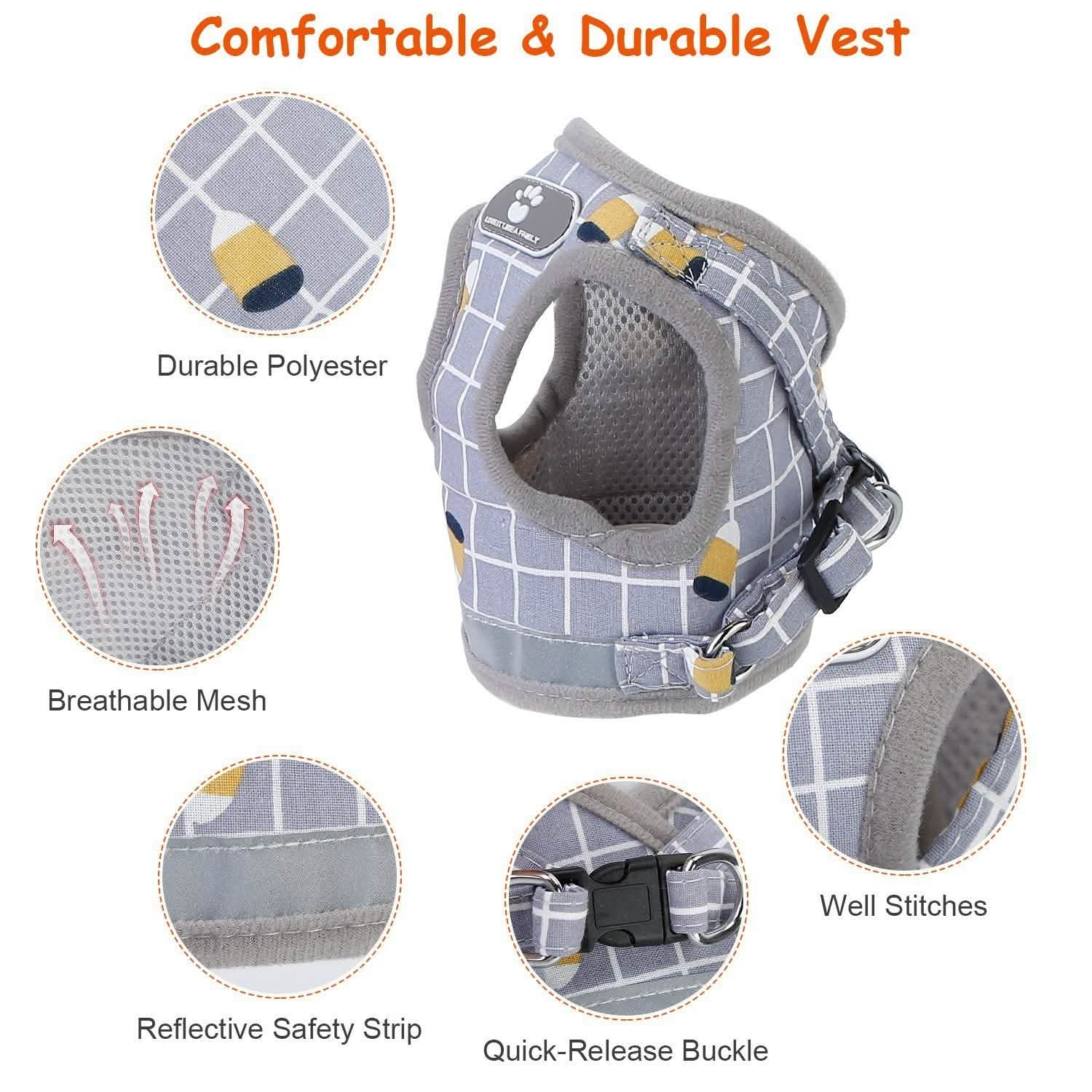 Harnais en maille pour animaux de compagnie, laisse pour chien, gilet pour chiot