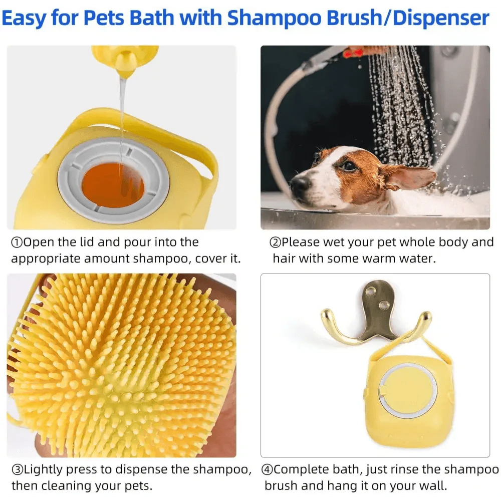 Brosse de massage en silicone pour animaux de compagnie, peigne en caoutchouc, brosse de bain colorée pour chiens
