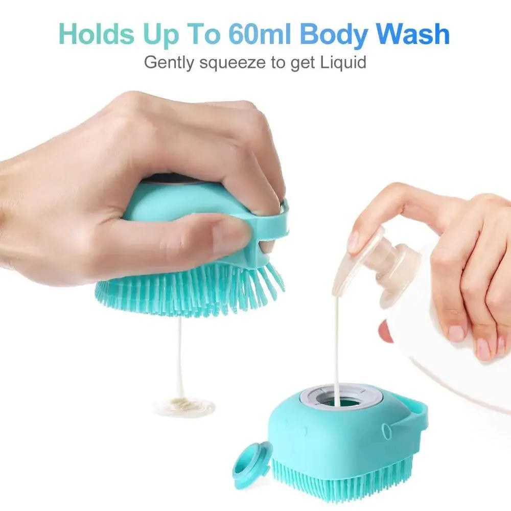 Brosse de massage en silicone pour animaux de compagnie, peigne en caoutchouc, brosse de bain colorée pour chiens