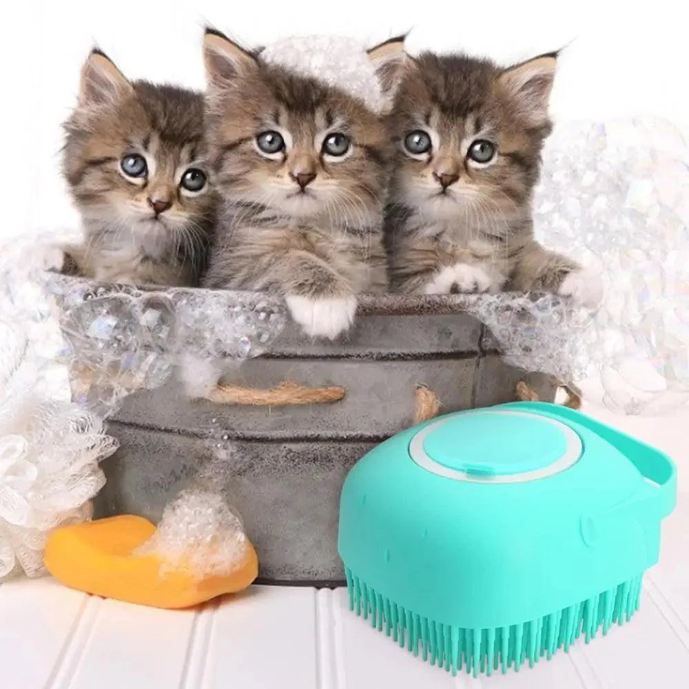 Brosse de massage en silicone pour animaux de compagnie, peigne en caoutchouc, brosse de bain colorée pour chiens