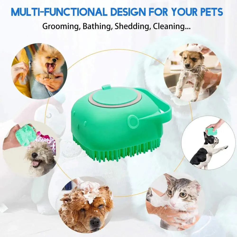 Brosse de massage en silicone pour animaux de compagnie, peigne en caoutchouc, brosse de bain colorée pour chiens