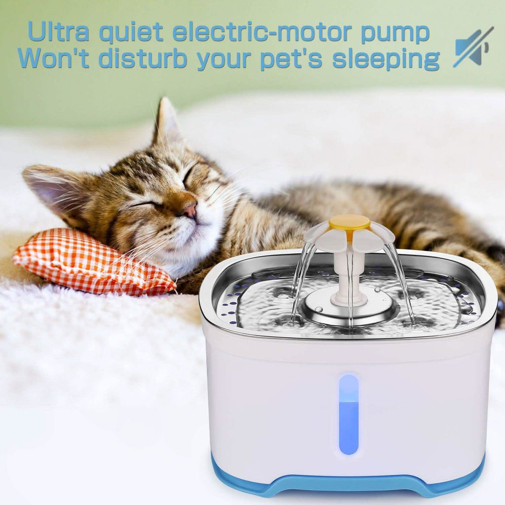 Fontaine Distributeur d'Eau pour Animaux de Compagnie Chien Chat Lumière LED 2 Buses de Pulvérisation