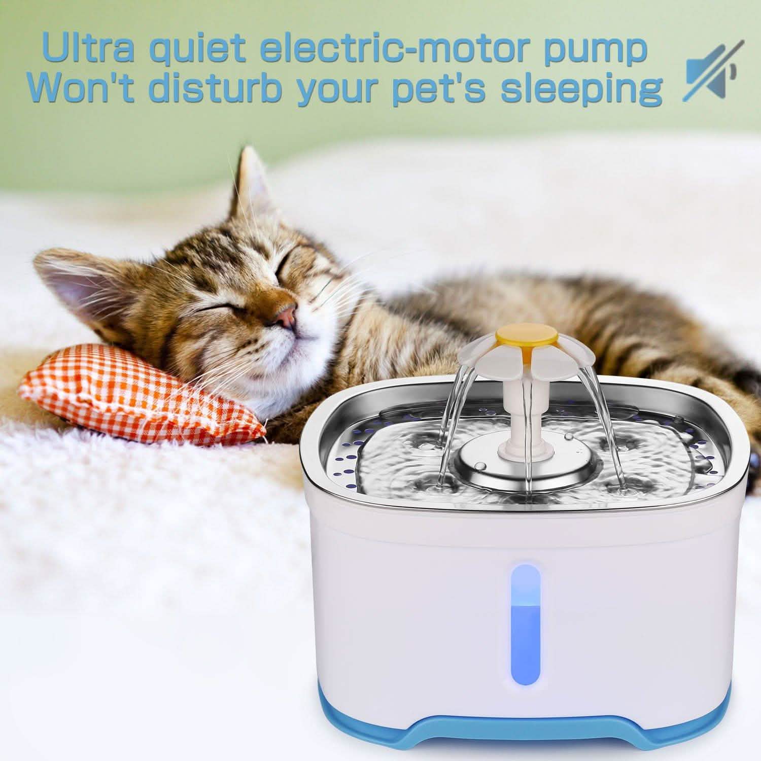 Fontaine Distributeur d'Eau pour Animaux de Compagnie Chien Chat Lumière LED 2 Buses de Pulvérisation