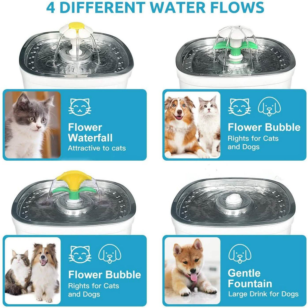 Fontaine Distributeur d'Eau pour Animaux de Compagnie Chien Chat Lumière LED 2 Buses de Pulvérisation