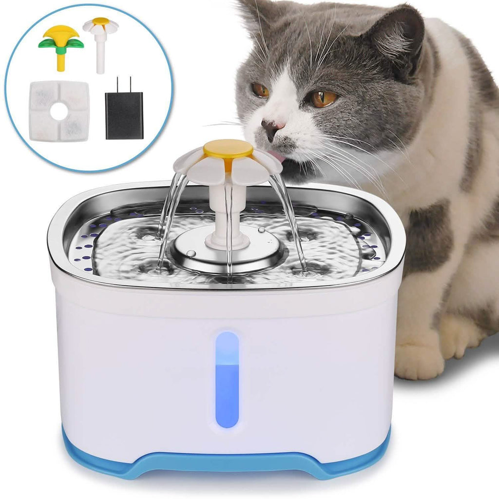 Fontaine Distributeur d'Eau pour Animaux de Compagnie Chien Chat Lumière LED 2 Buses de Pulvérisation