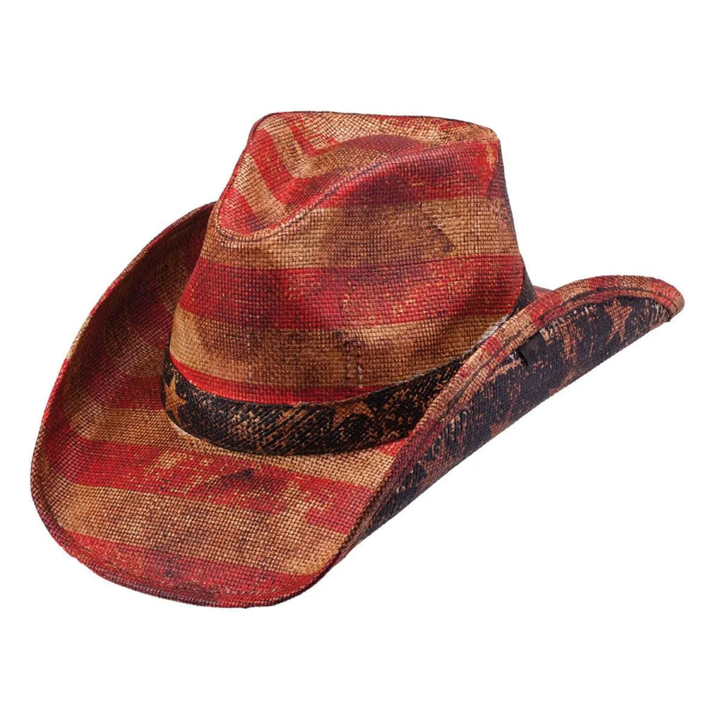 Peter Grimm Patriot - Chapeau de cowboy tissé drapeau américain modulable