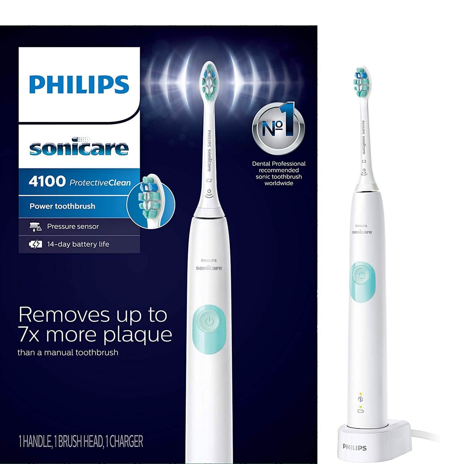 Philips Sonicare - Brosse à dents rechargeable ProtectiveClean 4100 - Blanche