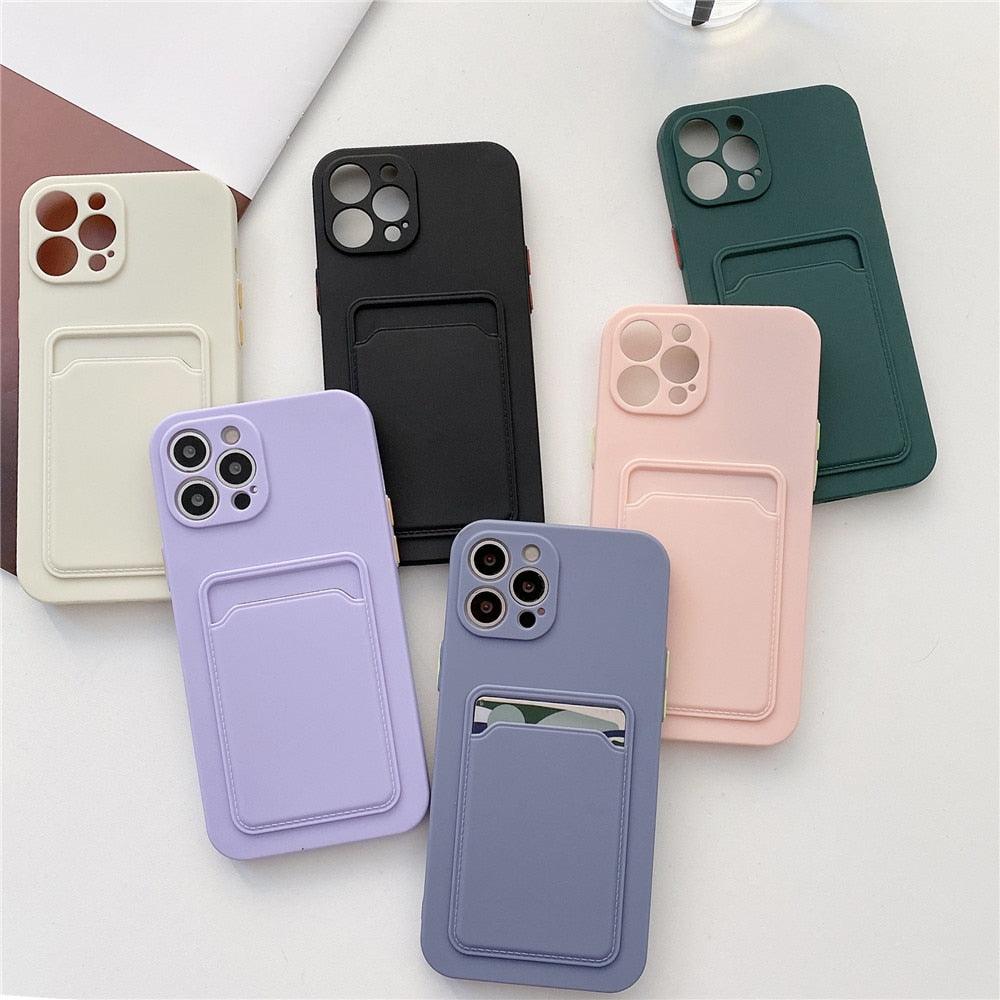 Coque de téléphone pour iPhone 11 12 13 Pro Max XR X XS Max 12 Mini 12 Pro Étui portefeuille en silicone souple avec porte-cartes Compatible avec iPhone 13 Étui portefeuille sécurisé